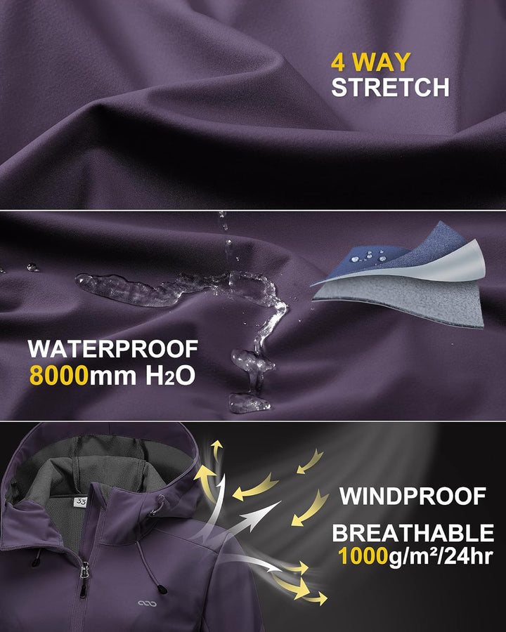 33,000ft Damen Softshelljacke Wasserdichte Winddichte Funktionsjacke Atmungsaktive Übergangsjacke Le