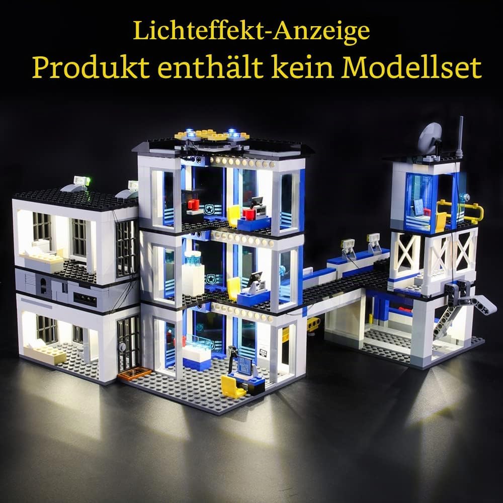 GEAMENT LED Licht-Set Kompatibel mit Lego Polizeiwache (Police Station) - Beleuchtungsset für City 6