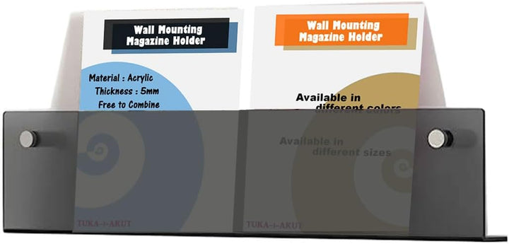 TUKA-i-AKUT 60cm Länge Wand Prospekthalter Acryl Extra Stark, Zeitschriftenhalter Wandregale für Zei