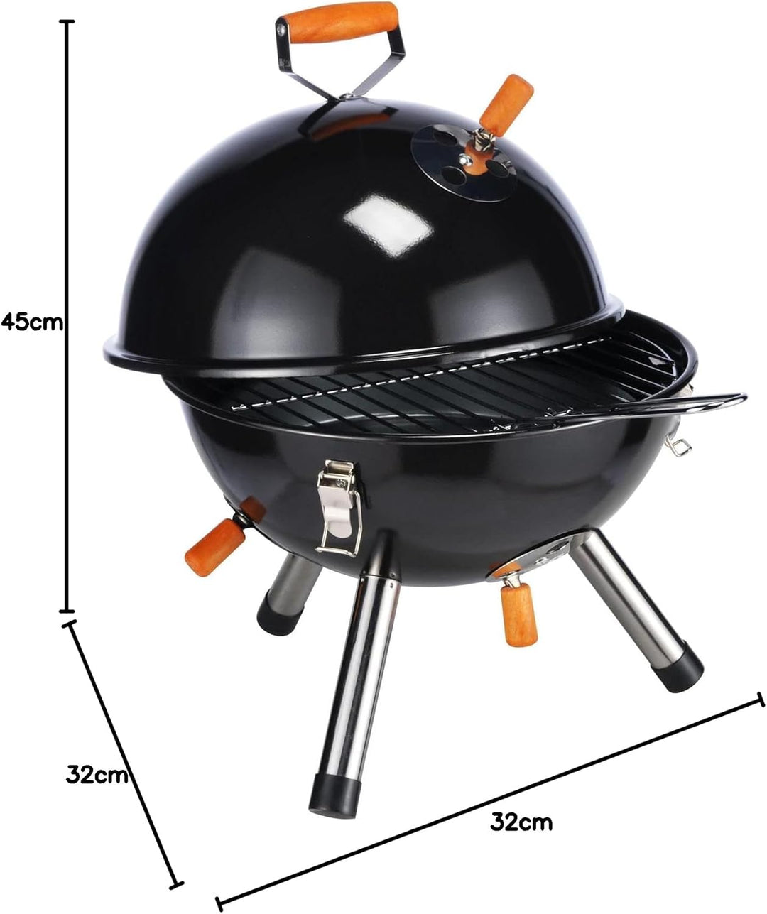 Spetebo Mini Kugelgrill in schwarz - 45 cm x 32 cm - der ideale Picknick Grill