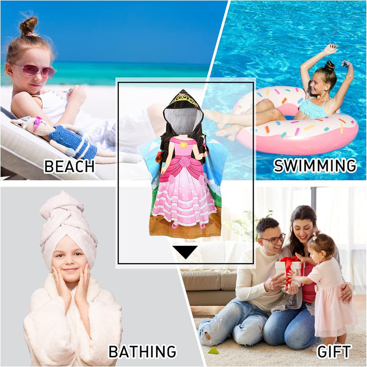 Kato Tirrinia 100% Baumwolle Badeponcho Strandtuch 90-120cm Mädchen Kinder, Absorbierender Bademante