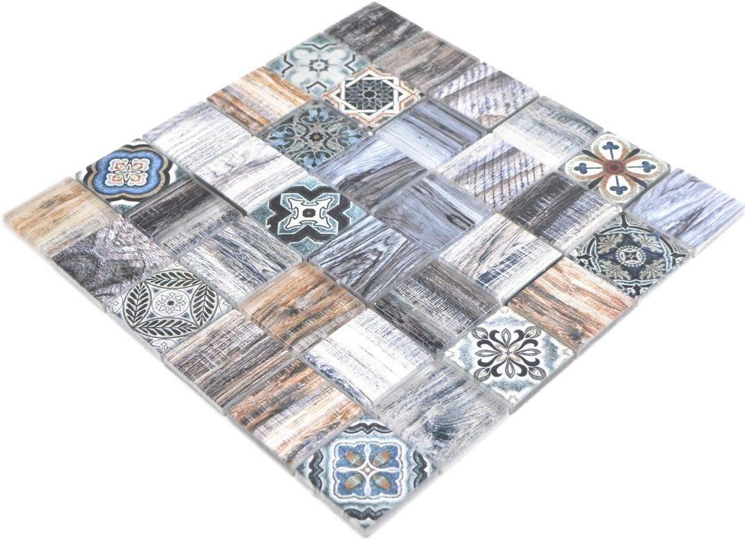 Mosaik Fliese Quadrat Crystal mix blau für WAND KÜCHE Wandverblender Fliesenspiegel Verkleidung | 10