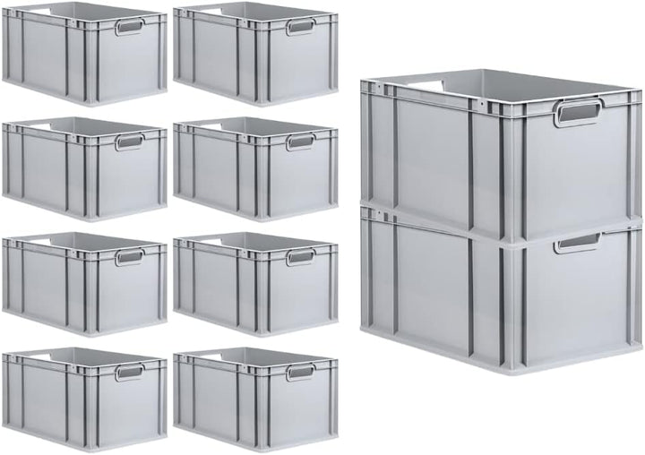 PROREGAL SuperSparSet 10x Eurobox NextGen Grip | HxBxT 32x40x60cm | Griffe offen | Verstärkter Boden