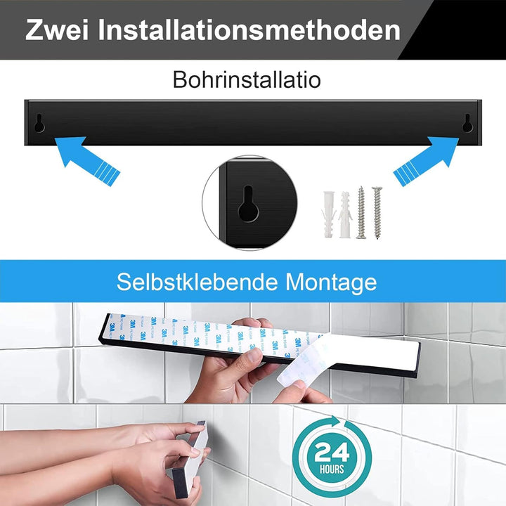 Trhillsbrad Magnetleiste Messer, 40cm Messerhalter Magnetisch mit 2 Haken Edelstahl Messerleiste Sel