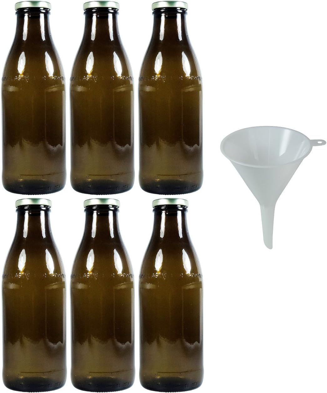 Viva-Haushaltswaren Gabriele Hesse e.K. 6 Braune Milchflaschen 1 Liter mit Schraubverschluss, Saftfl