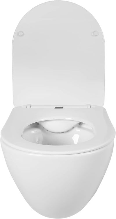 'aquaSu® Spülrandloses Wand-WC Set Levanto, Design Hänge-WC, Tiefspüler, Keramik, Abgang waagerecht,