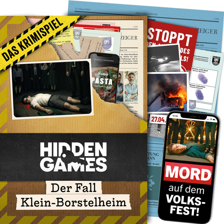 Hidden Games Tatort - Der Fall Klein-Borstelheim - Krimispiel für Erwachsene - Mordfall lösen Spiel