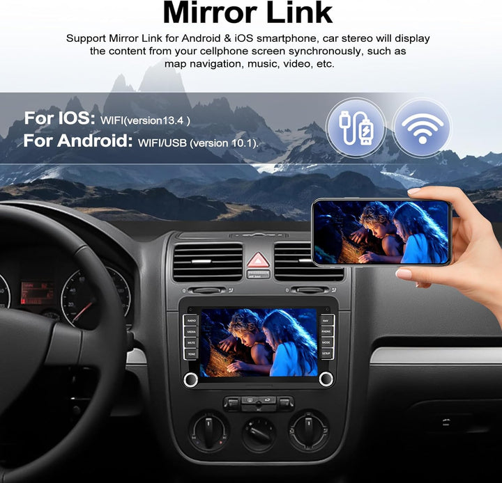 CAMECHO Android 13 Autoradio für VW Golf 5 6 Polo Passat Skoda Touran mit Navi,7 Zoll Touchscreen Ra