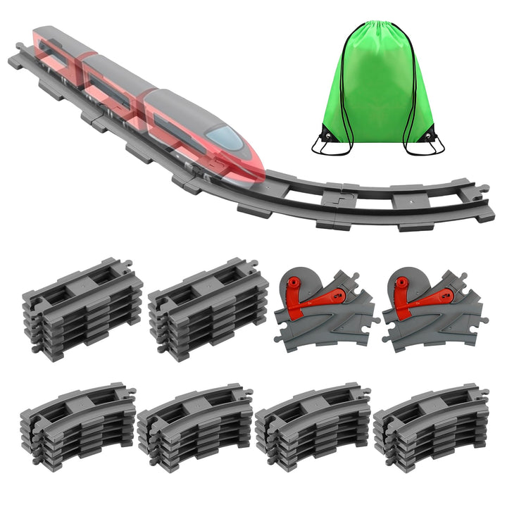 Bausteine Zug Schienen Set,32 Stück City Zug Schienen,Spielzeug Eisenbahnschienen,Bestehend aus Cros