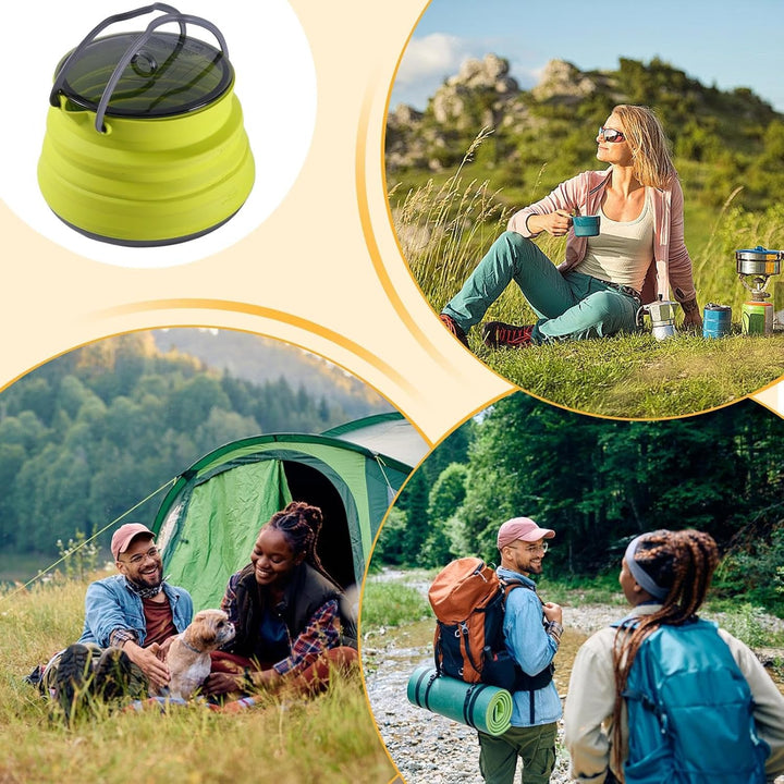 Silikon-Camping-Kochtopf, faltbarer Kaffeekessel, 1,5 l Wasserbehälter mit grossem Fassungsvermögen,