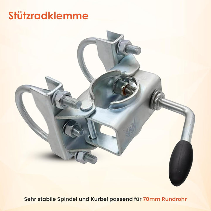 Winterhoff Stützradhalterung für Zugdeichseln 70mm rund Klemmschelle Stützradschelle 48mm Trailer mi