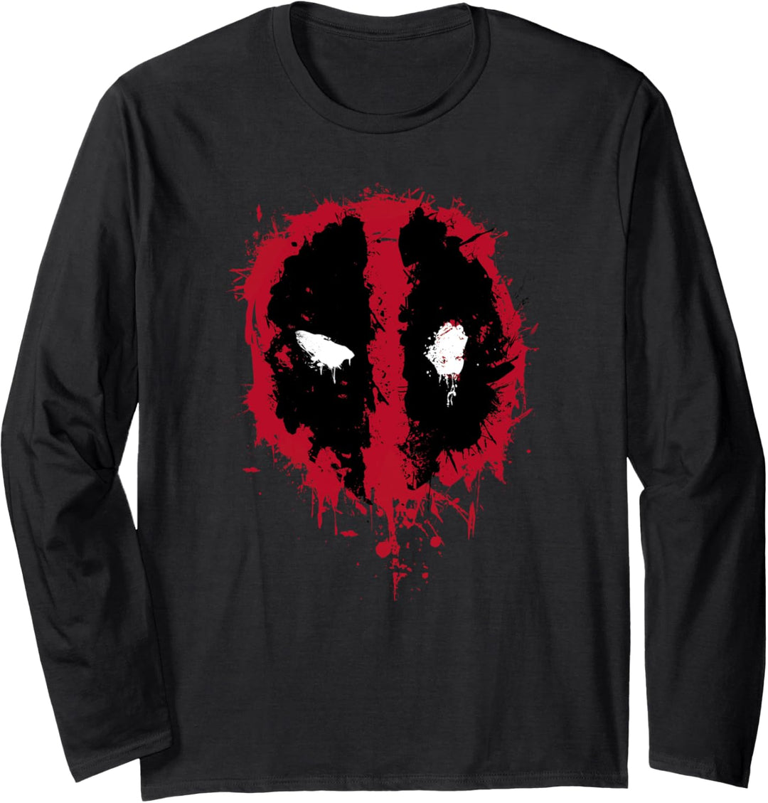 Marvel Deadpool Simple Paint Splatter Logo Langarmshirt