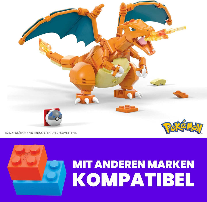 MEGA Pokémon Building Toys Action Figure, Poseable 4 Inch Charizard Collectible for Display with Bon