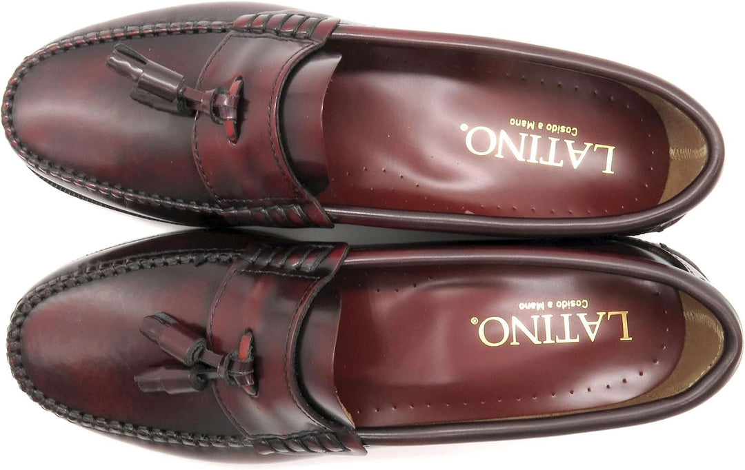 Herren Slipper Business Schuhe Ledersohle Rahmengenäht Premium Tassel Loafer 42 EU Bordeaux, 42 EU B