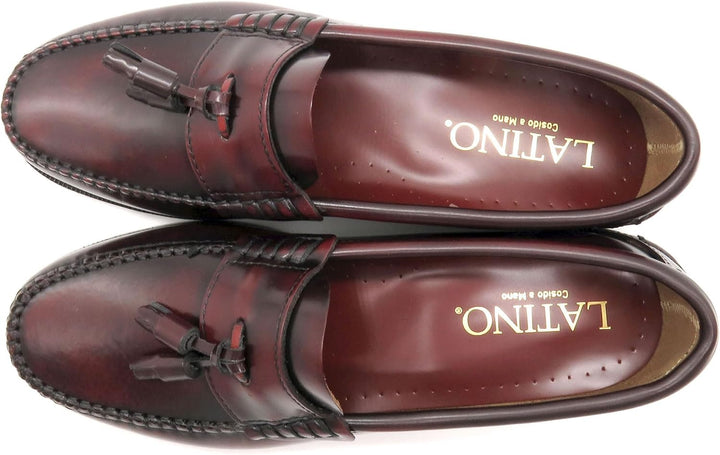 Herren Slipper Business Schuhe Ledersohle Rahmengenäht Premium Tassel Loafer 42 EU Bordeaux, 42 EU B