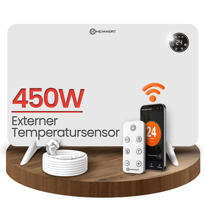 Infrarot Wandheizung 450W - Sofort Wohlfühlwärme - Senkt Heizkosten enorm - Luxusausstattung mit The