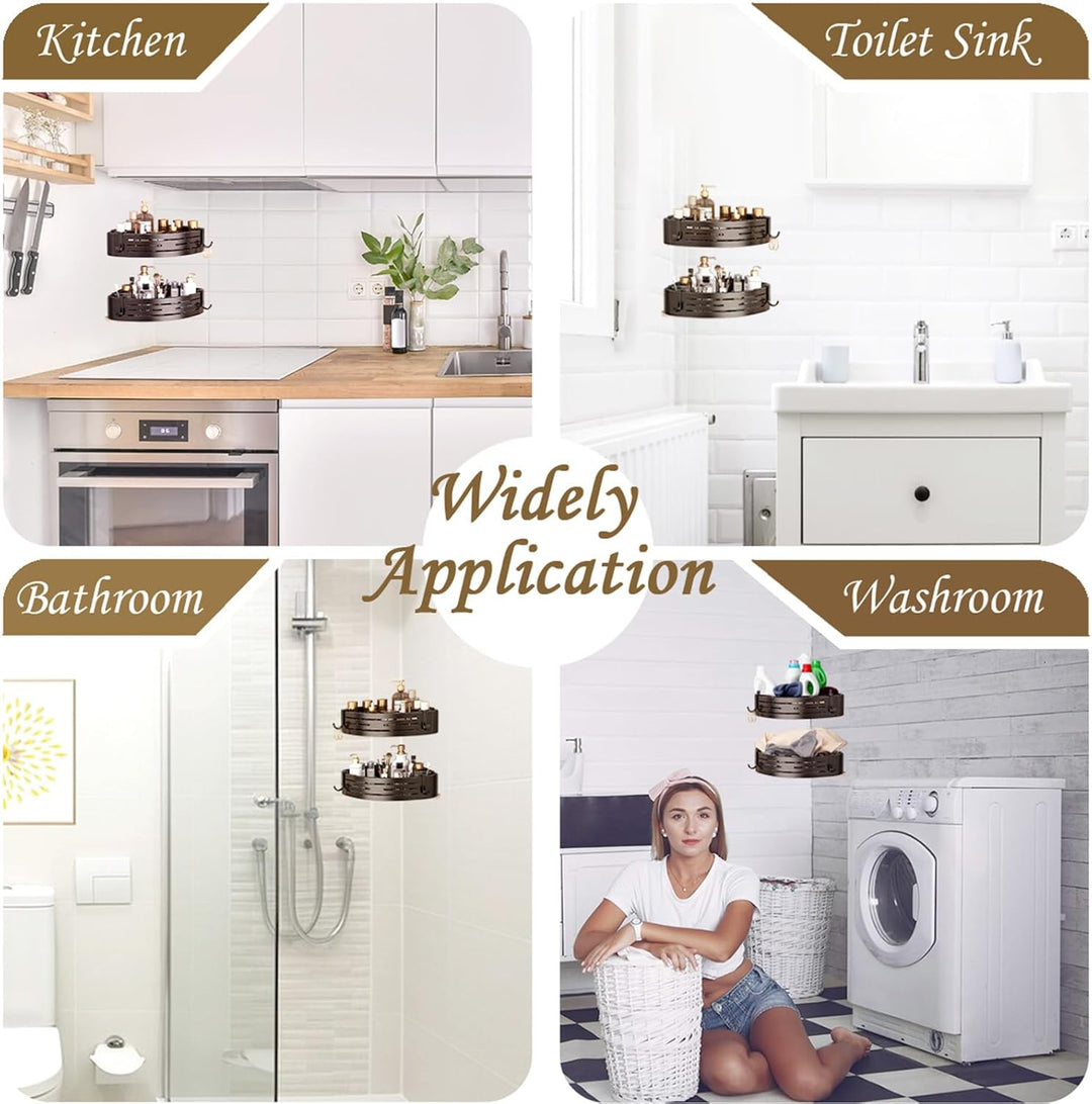 Duschablage ohne Bohren - Der perfekte Badezimmer Organizer! Eckregal für Dusche & Bad mit 4 Haken.