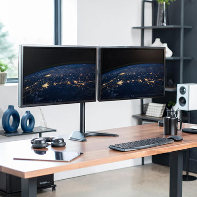 VIVO Dual Monitor Artikulierender Schreibtischständer für 2 Bildschirme bis 27-Zoll, Schwarz Modern,