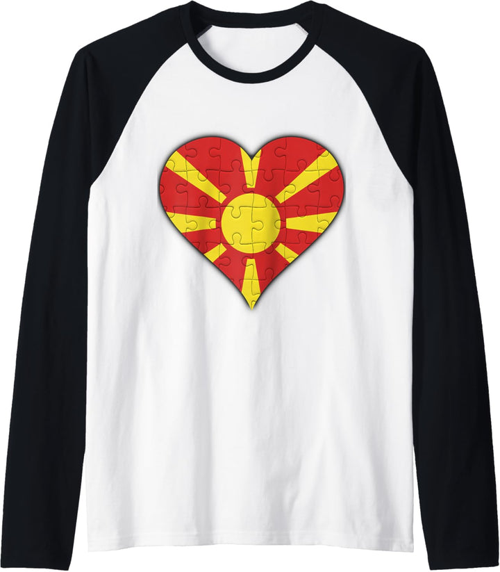 Mazedonien Mazedonische Flagge Herz Raglan