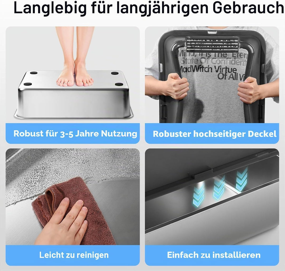 Marchul (2PACK) Katzentoilette XL, Edelstahl-Katzenklo für grosse Katzen, XL Metall Katzentoilette m