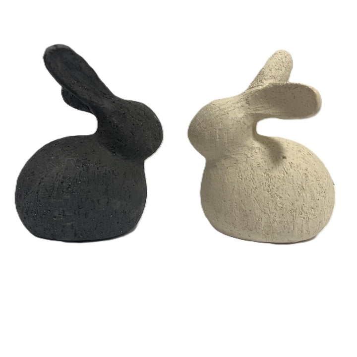 Hase Ostern Beton Optik Grau Beige Modern 2er Set 14 cm