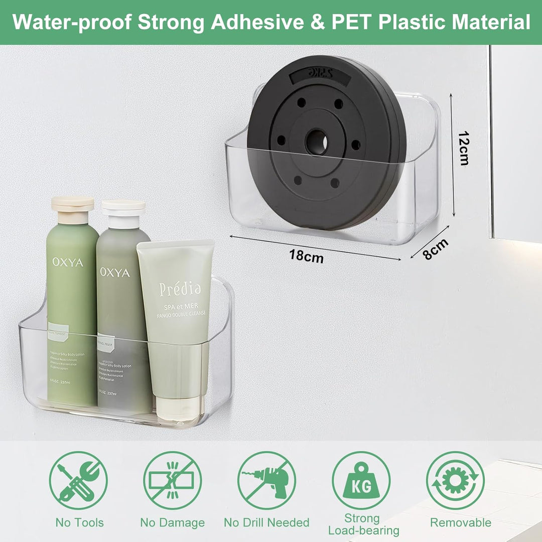 CGBE Duschablage Ohne Bohren, 2 Packs Transparenter Badezimmer Organizer für Wandmontage mit selbstk