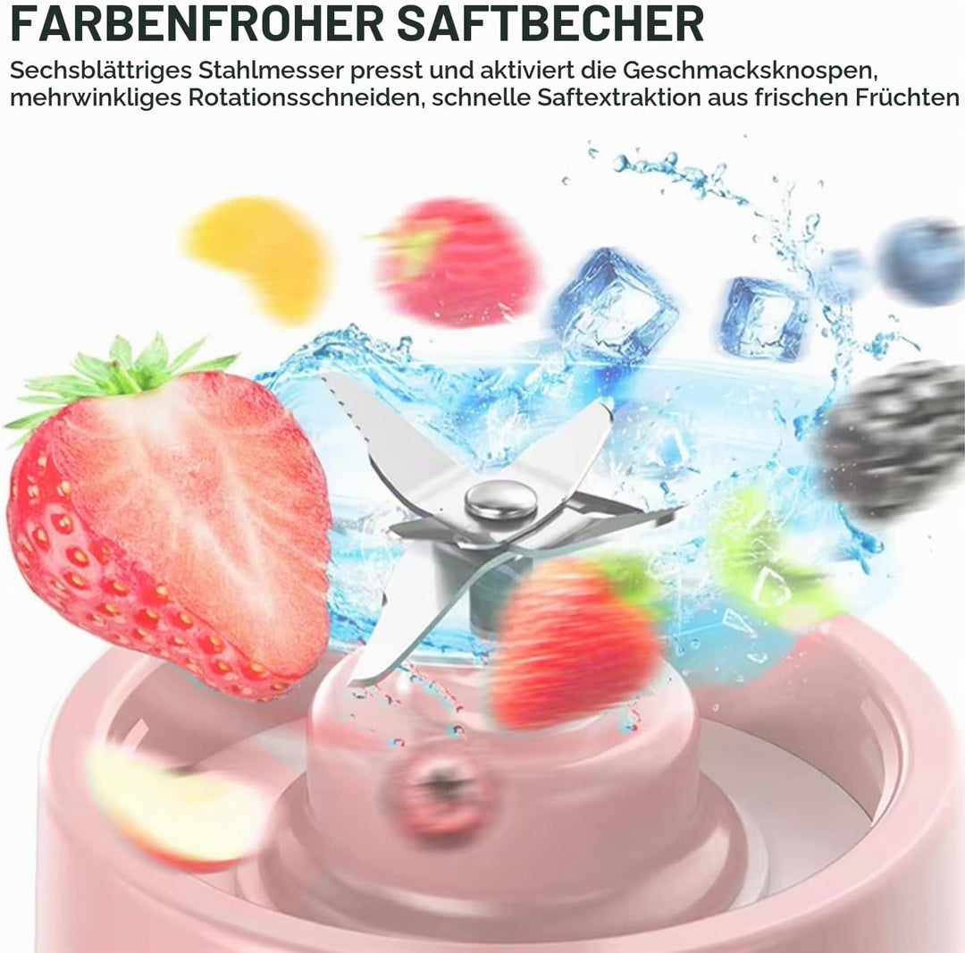 Tragbarer Elektrischer Saftpresse Mixer Smoothie Maker mit 2x400ml Flaschen Mixer Smoothie Maker to