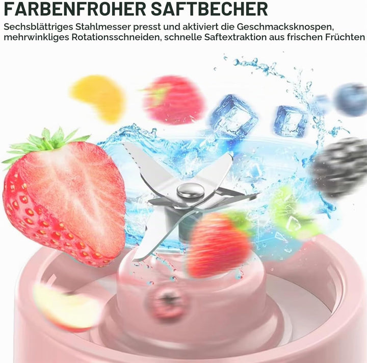 Tragbarer Elektrischer Saftpresse Mixer Smoothie Maker mit 2x400ml Flaschen Mixer Smoothie Maker to