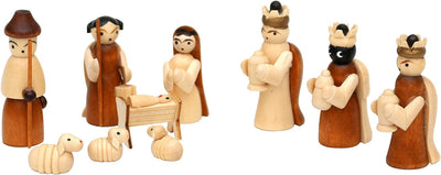 Dekohelden24 Holz Krippenfiguren als 10er Set, Masse L/B/H: 1,7 x 2,8 x 5 cm., VSGWK89, Natur/Braun,