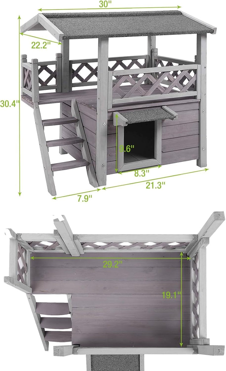 Seiyierr Outdoor＆Innenbereich Katzenhaus wetterfest draussen Im Freien verwilderte Katze Haus Zwei S