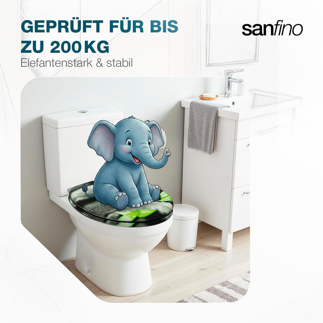 SANFINO® Premium WC Sitz mit Absenkautomatik – hochwertige Toilettendeckel aus Holz, viele bunte Mot