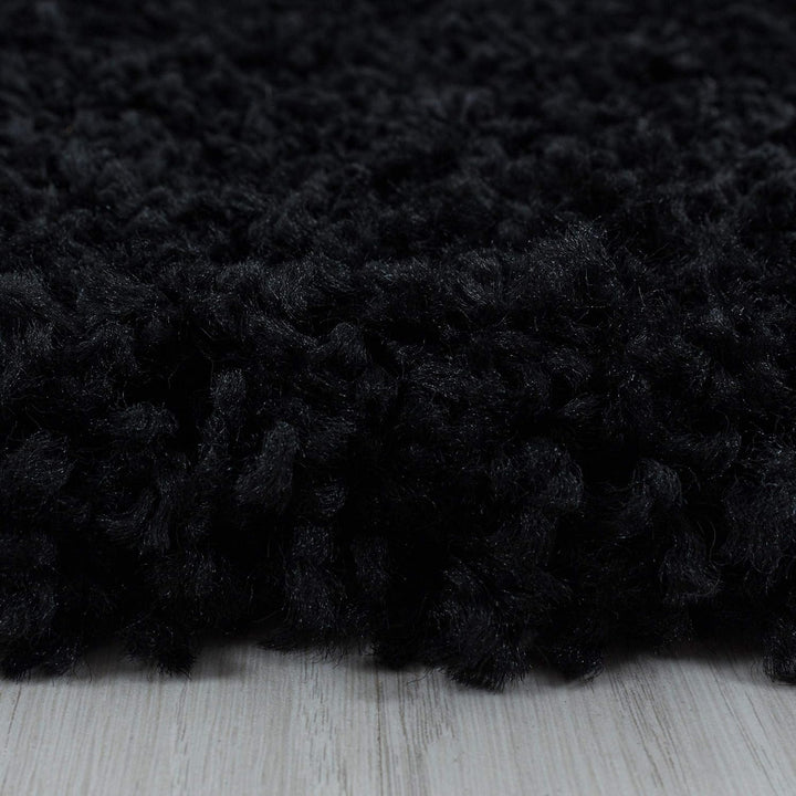 HomebyHome Shaggy Teppich Wohnzimmer (200x300) Flauschiger Teppich 200x290 cm Schwarz Einfarbig - Ho