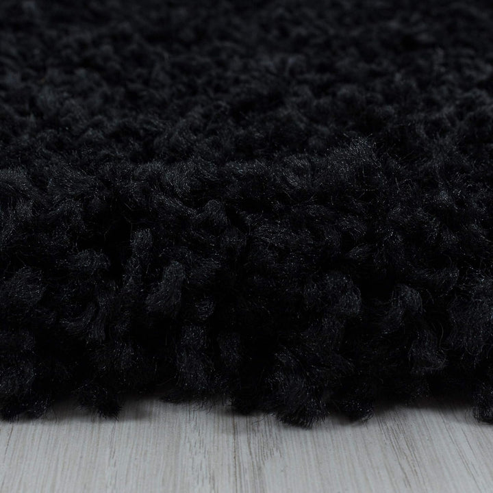 HomebyHome Shaggy Teppich Wohnzimmer (200x300) Flauschiger Teppich 200x290 cm Schwarz Einfarbig - Ho
