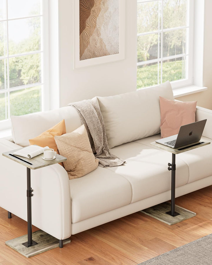 Beistelltisch C-Form, 360°Rotierend Couchtisch Klein, Höhenverstellbar Sofatisch,40x30x(45-81) cm,Ho