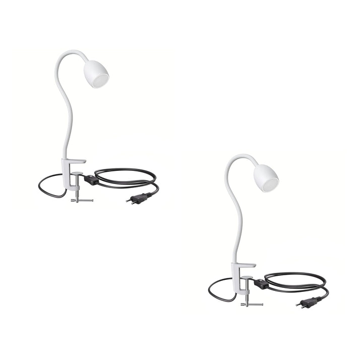ledscom.de GU10 Klemmlampe KLUK mit Schwanenhals, weiss inkl. GU10, warm-weiss, 4,914W, je 450lm, 2
