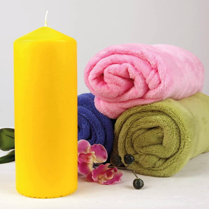 HS Candle Stumpenkerzen Wachskerzen Ø8cm x 20cm (3er Pack) Gelb - Lange Brenndauer, Hergestellt in E