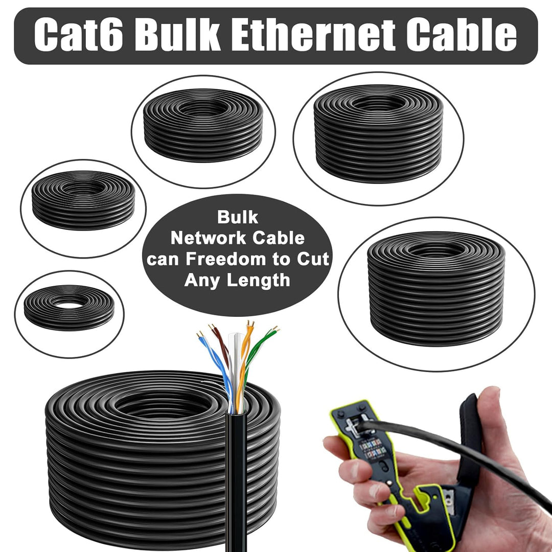 LAN Kabel 50 meter, Cat 6 Gigabit Netzwerkkabel Verlegekabel 50m Lange Internet Kabel, 23AWG Ungesch