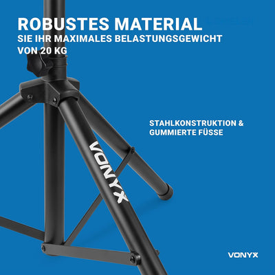 Vonyx LS02K Boxenständer Lautsprecherständer höhenverstellbar 65-135 cm, bis 20 kg - 35MM Boxenstati