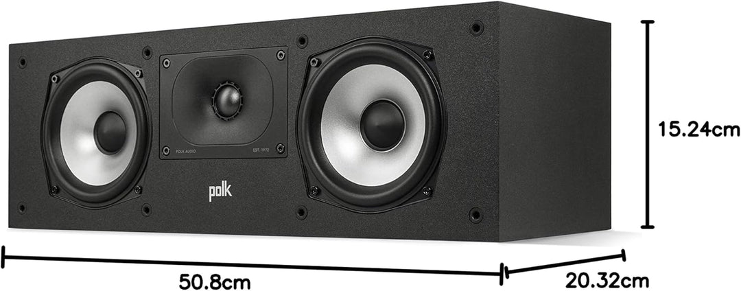 Polk Audio Monitor XT30 Center Lautsprecher, Hi-Res Zertifiziert, kompatibel mit Dolby Atmos und DTS