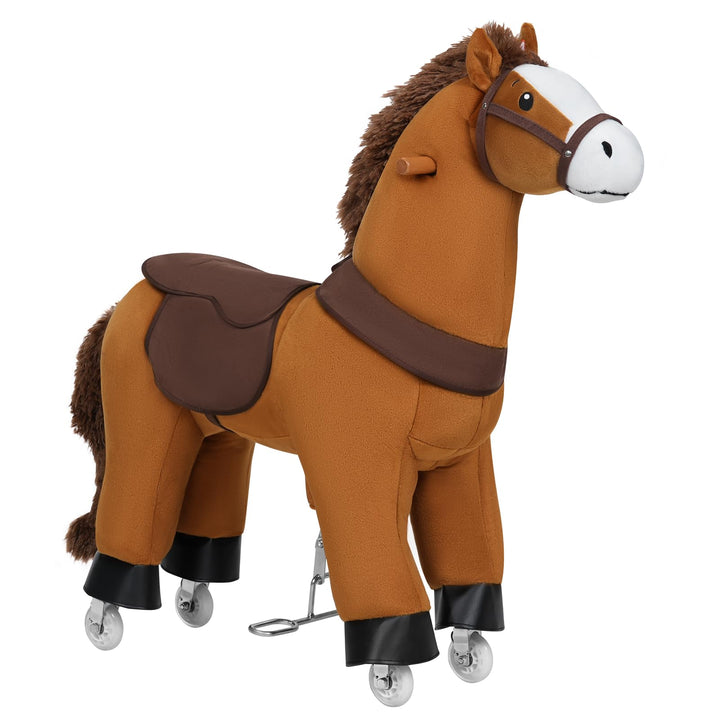 WOLTU Stehpferd auf Rollen, Reitpferd mit Klangfunktion für Kinder ab 4 Jahren, Plüschpferd zum Sitz