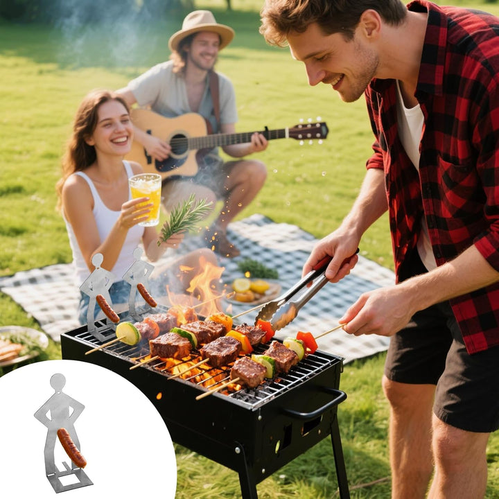 SEIWEI 4 Stück Grillwursthalter, Hot-Dog-Rack aus Edelstahl, Kochgerät für den Aussenbereich zum Gri