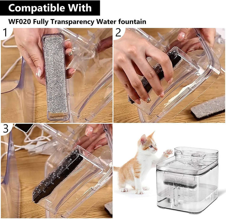 Wasserfilter für Haustiere Kompatibel mit WF020, Brunnen für Katzen, Ersatz-Aktivkohlefilter für Was