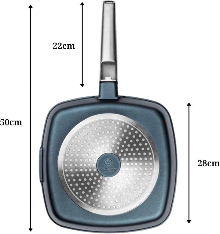 Westinghouse PERFORMANCE SERIES Grillpfanne, Grosse Bratpfanne 28 cm mit Edelstahl-Griff für Indukti
