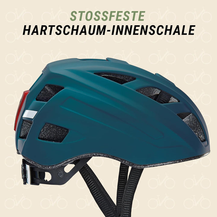 Prophete Fahrradhelm, für Damen und Herren, integriertes LED, EKO Glue On, Grösse: 52-59 cm, Farbe:
