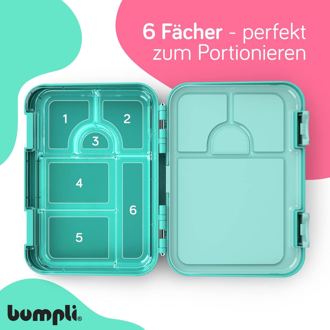 bumpli® Brotdose Kinder mit Fächern - kinderfreundliche Verriegelung mit Klick-Verschluss - Lunchbox