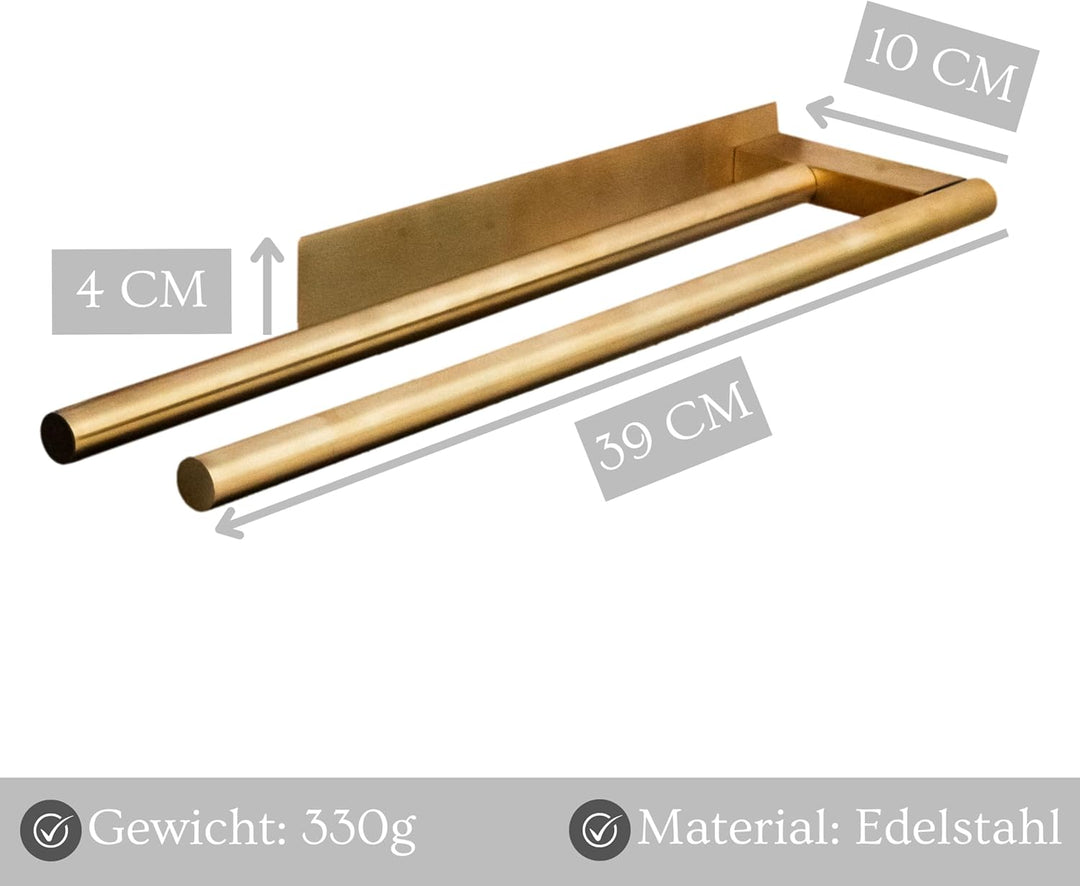 Premium Edelstahl Handtuchhalter ohne Bohren selbstklebend inkl. Spezialkleber (extrem sicherer Halt