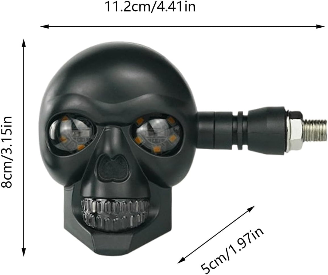 Feurige Totenkopflampe - Universal 12V Blinklicht Paar wasserdicht mit Glow Fackeln Set mit Glanz Mo