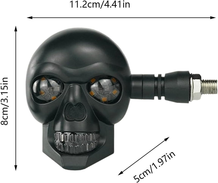 Feurige Totenkopflampe - Universal 12V Blinklicht Paar wasserdicht mit Glow Fackeln Set mit Glanz Mo