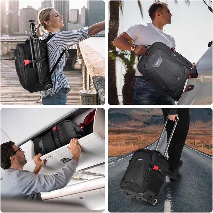 Neewer 2-in-1 rollend Kamera Rucksack Trolley Hülle Anti Schock Abnehmbare gepolsterte Fach, verstec