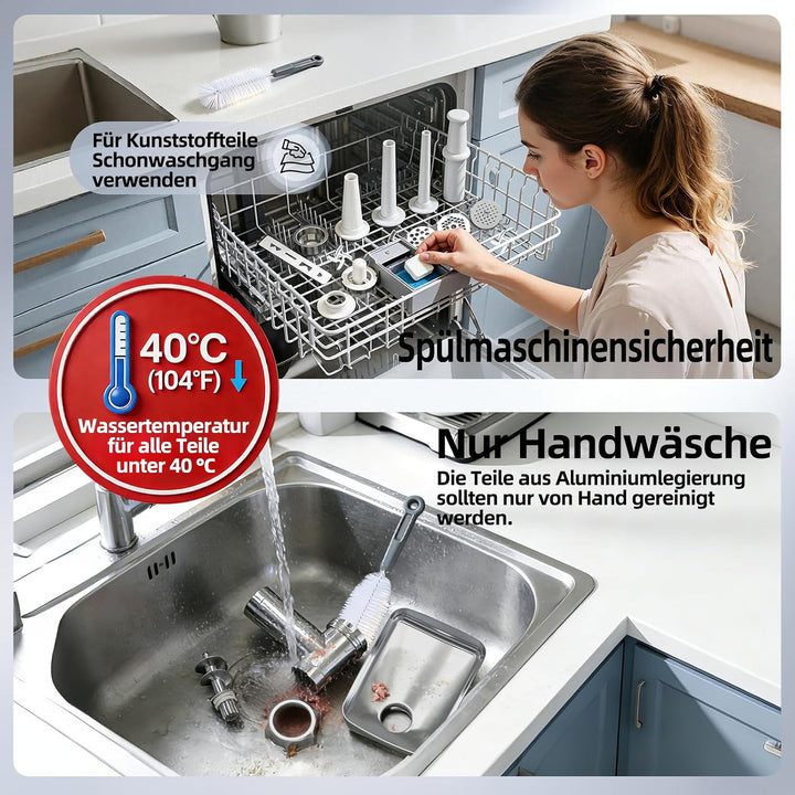 FIMEI Elektrischer Fleischwolf, 4-in-1 Fleischwolf mit 3 Lochscheiben, 2 Klingen, 3 Wurstfüller, Kub